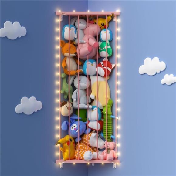 Corner Stuffed Animal Storage Toy Organizer - Stuffed Animals Holder with LED - Picture 1 of 7